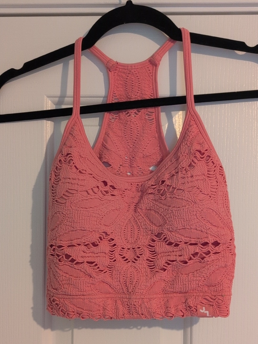 JoyLab Pink Crochet Racerback Crop Top